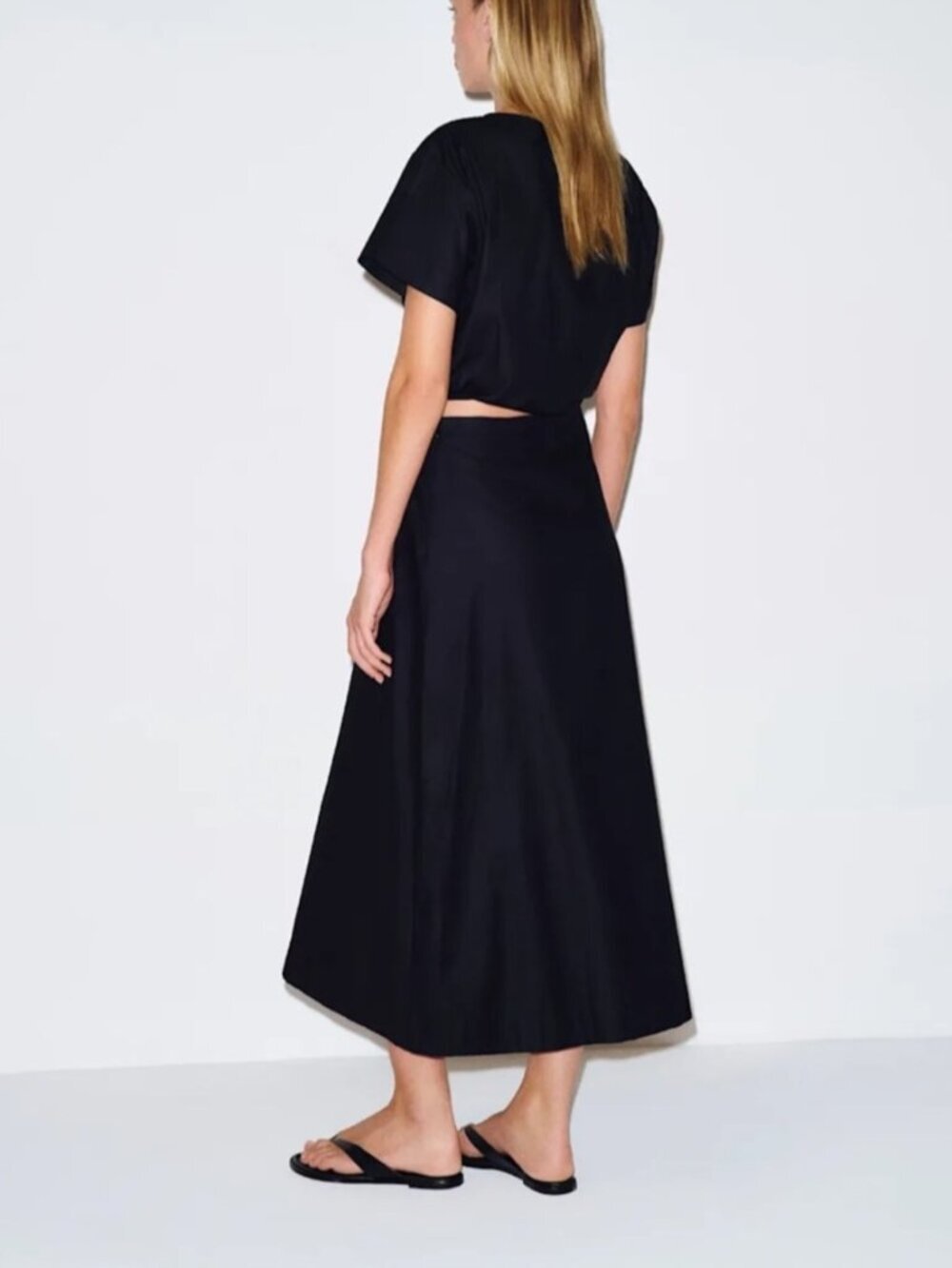 NEW Reformation Jordan Two Piece Short Sleeve Skirt Set Cotton Black | US 2 UK 6 - Picture 4 of 15